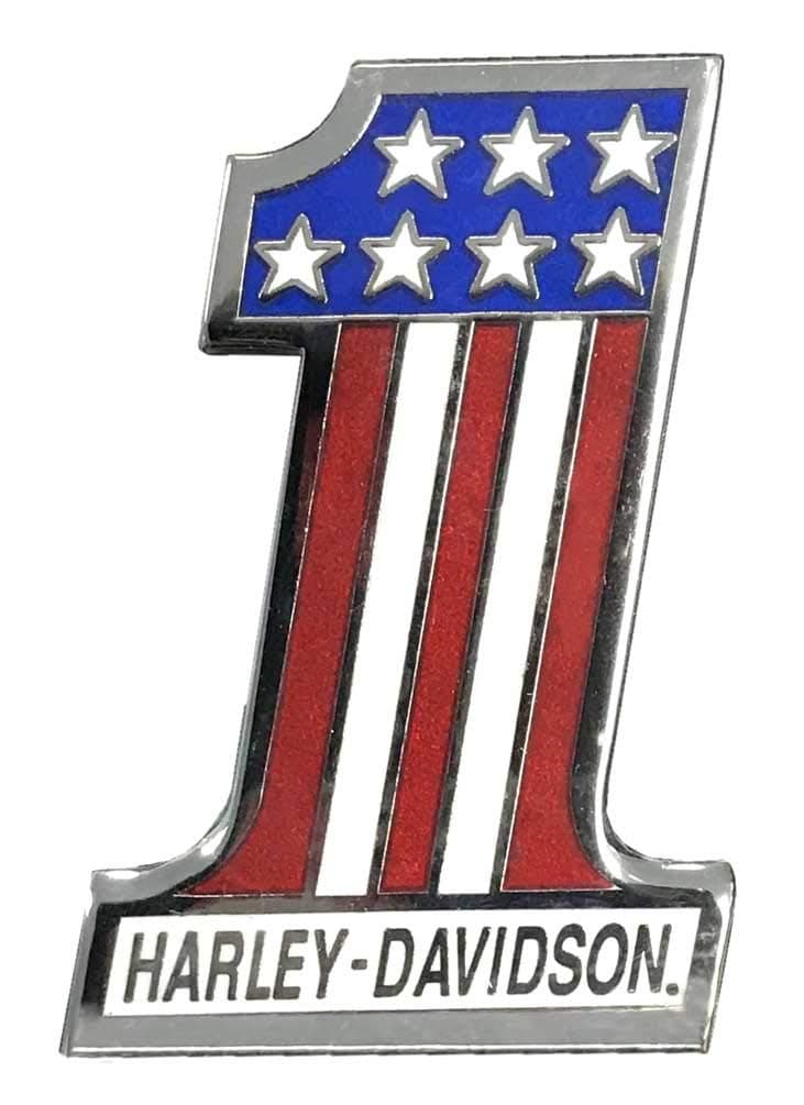 Harley-Davidson 1.5 in. RWB H-D #1 Logo Pin, Shiny Silver Finish 8008925