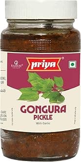 Gongura Pickle with Garlic, 500g - Authentic Telugu Style Achar |Traditional South Indian Taste| Homemade Andhra Pickles| Tangy and Spicy|With Tamarind Paste, Gongura Leaves and Mixed Spices| Glass Jar