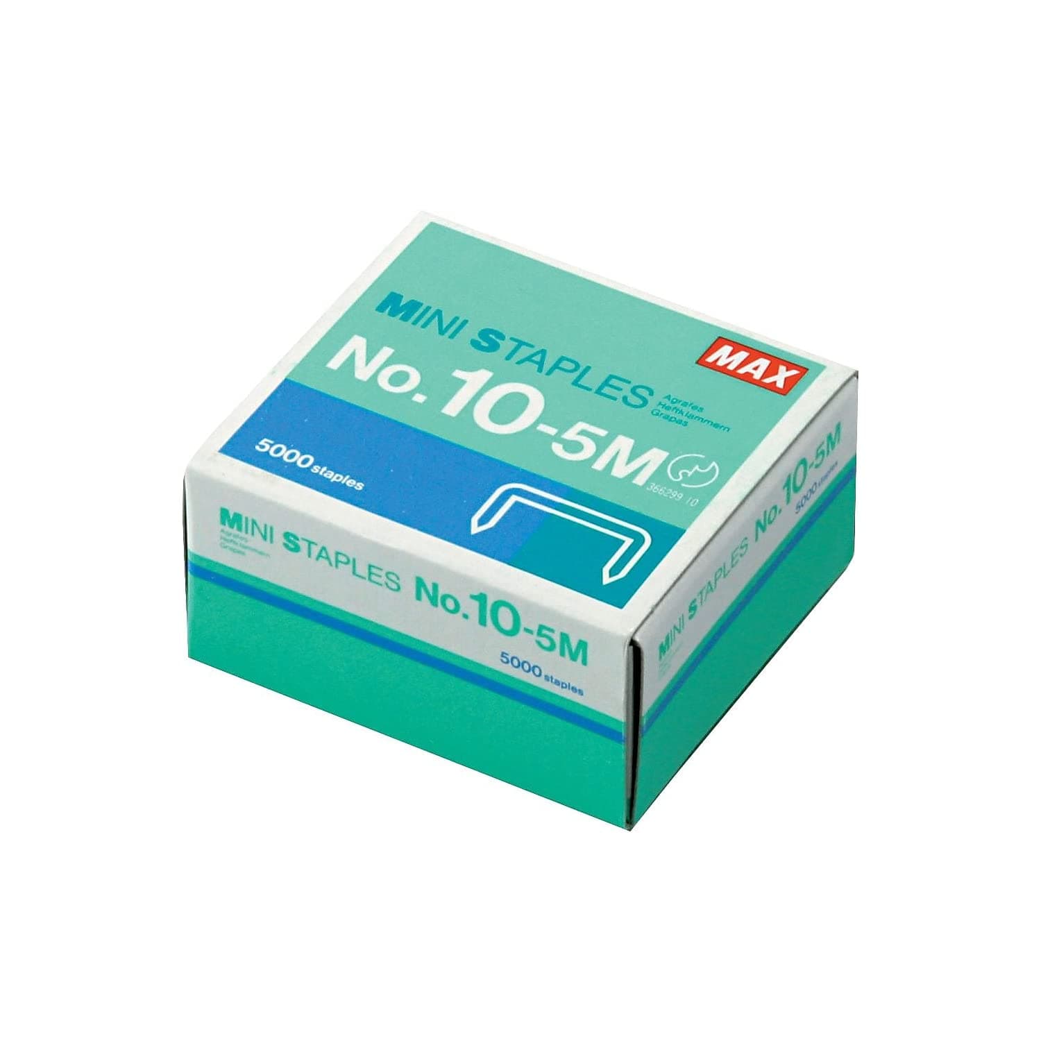 MAX USA Corp. mini Staple No.10-5M for The use of Compact Handy staplers (100 Staples per Stick, 5,000 Staples per Box), Silver