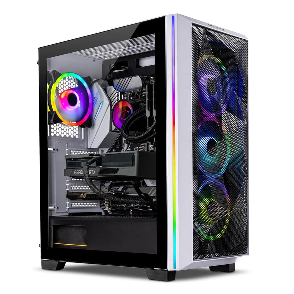 Skytech Chronos Gaming PC Desktop – AMD Ryzen 7 5800X 3.8 GHz, NVIDIA RTX 4070 Ti, 1TB NVME SSD, 16GB DDR4 RAM 3200, 750W Gold PSU, 360mm AIO, 11AC Wi-Fi, Windows 11 Home 64-bit