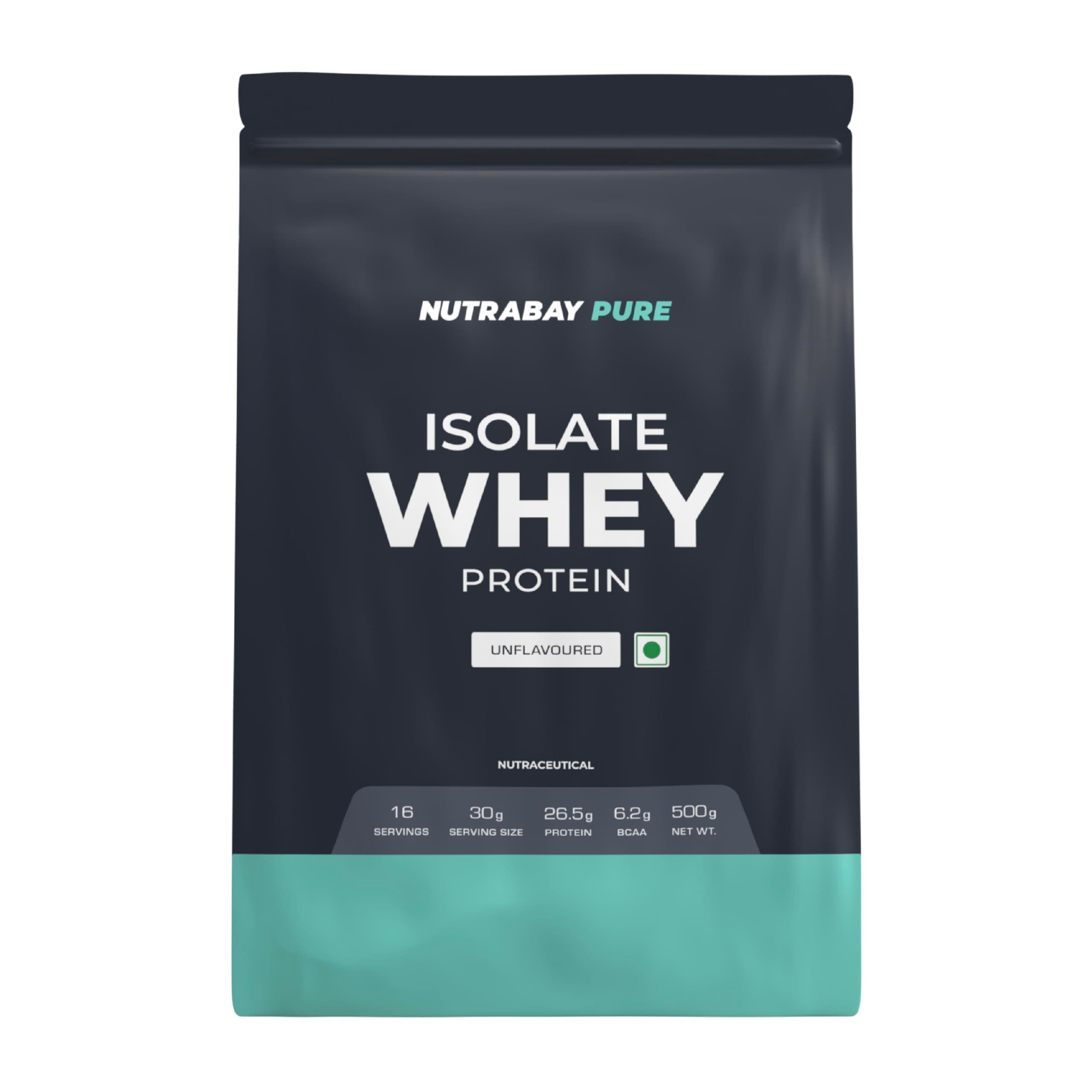 Pure 100% Authentic & Clean Whey Protein Isolate Whey Protein Isolate Powder 26.5g Protein, 6.2g BCAA per Serving, NABL Lab Tested – Muscle Growth & Recovery – 500g, Unflavoured