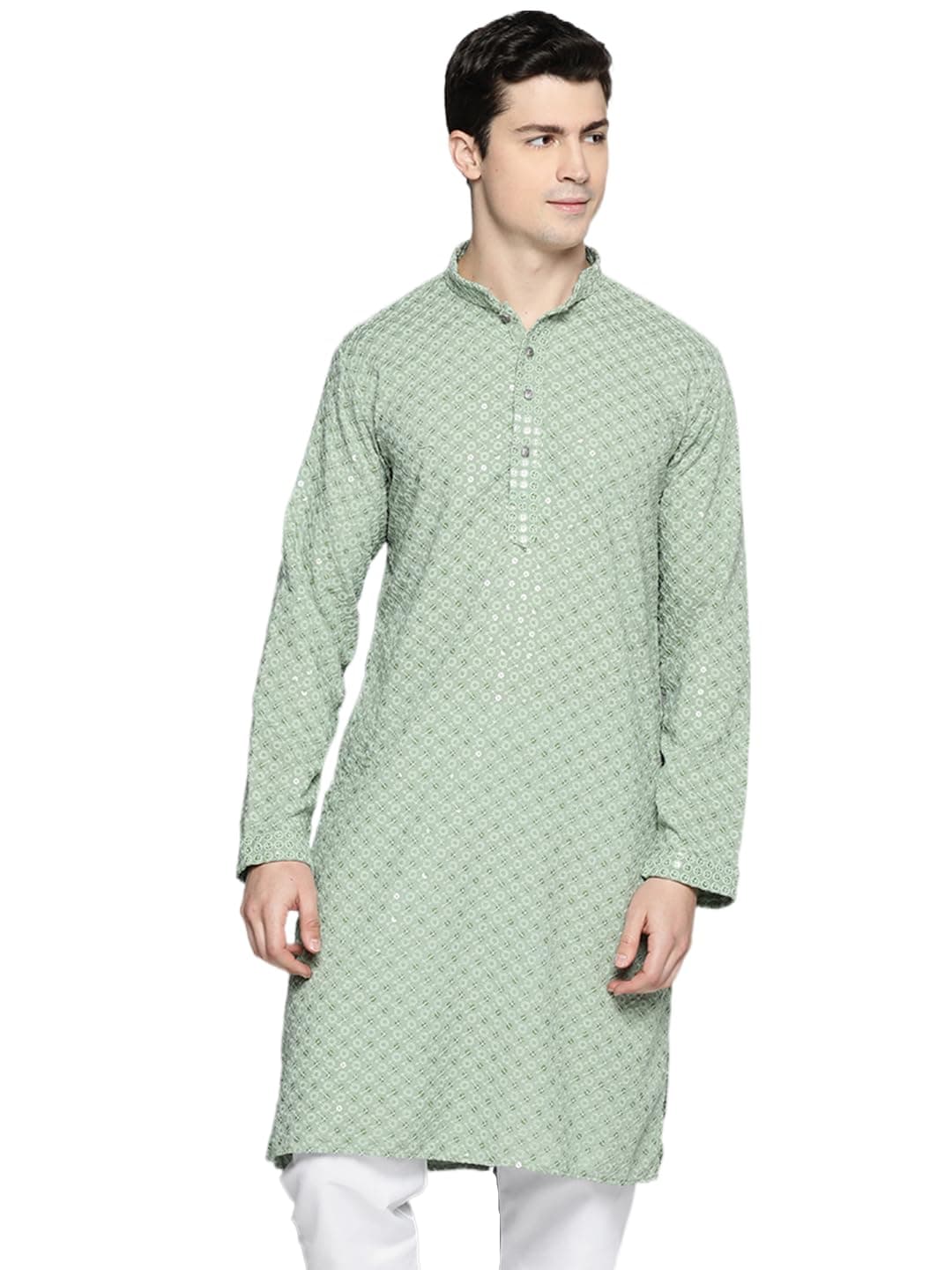 Jompers Men's Embroidered Chikankari Kurtas and Sequence