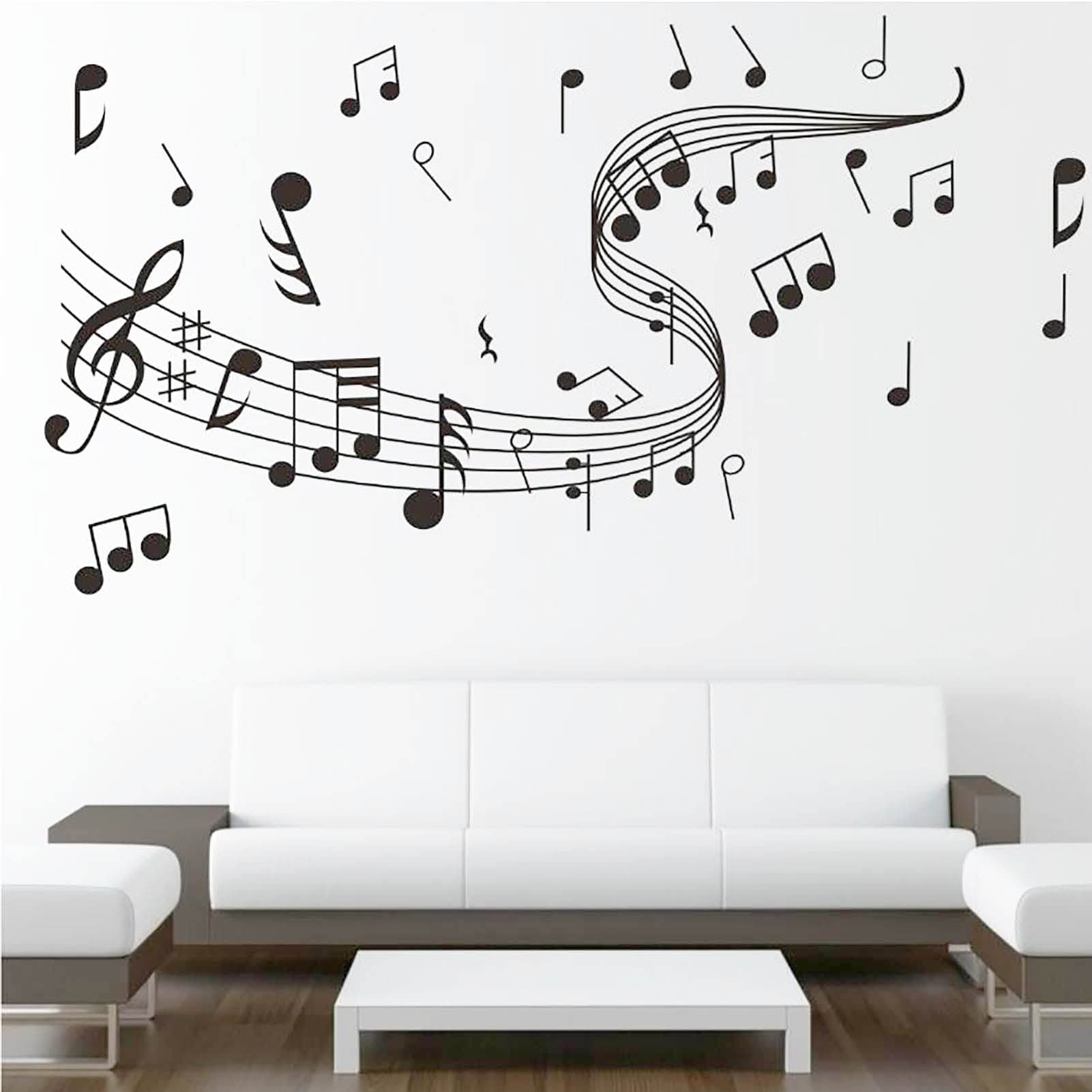 Music Wall Art, Notes Notation Sticker Decals, Home Removable Vinyl Mural Decor Gift for DIY Classroom Living Room Bedroom Music Studio Decoration