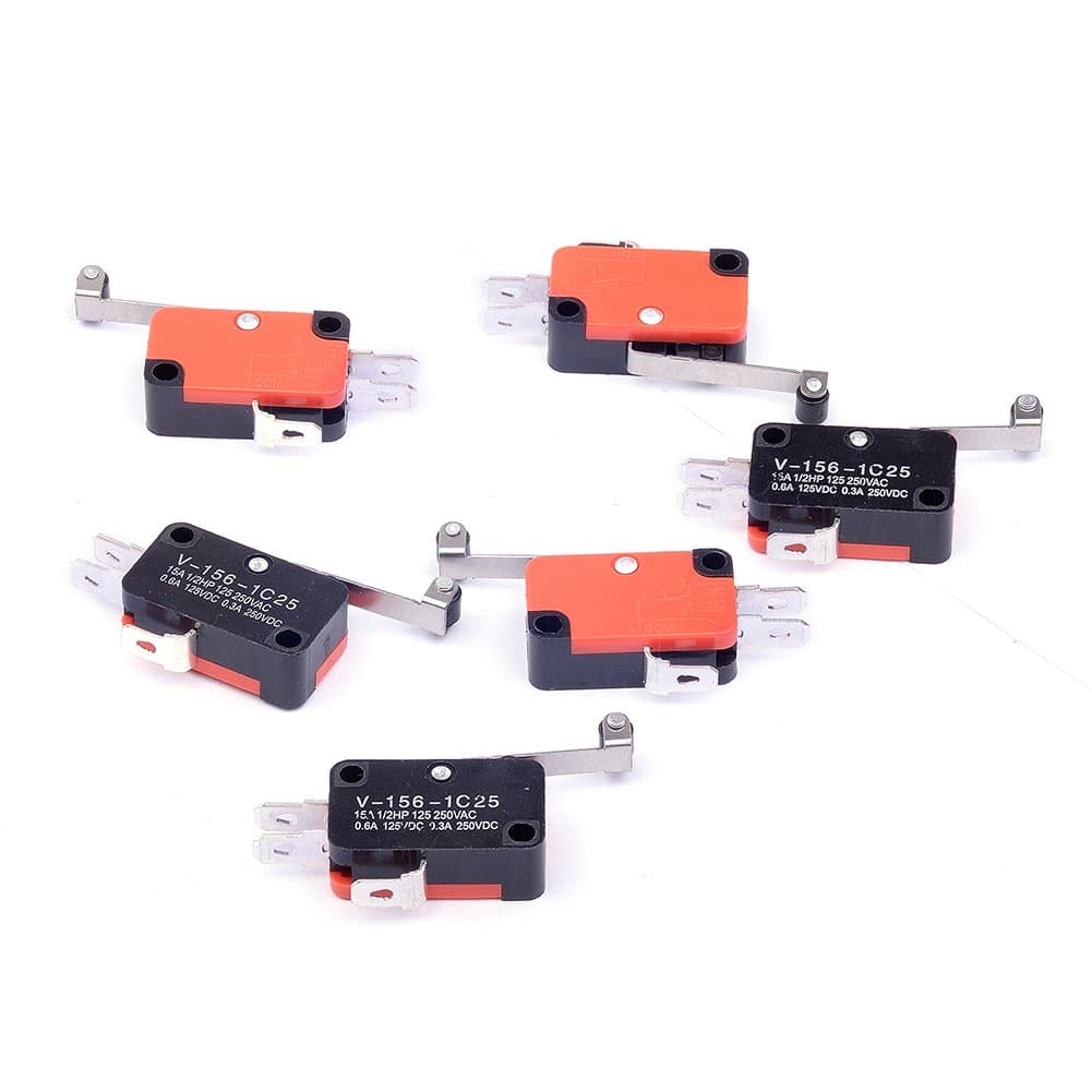 6Pcs V-156-1C25 Micro Limit Switch Long Hinge Roller Momentary SPDT Snap Action for Arduino (Pack of 6) CYT1046