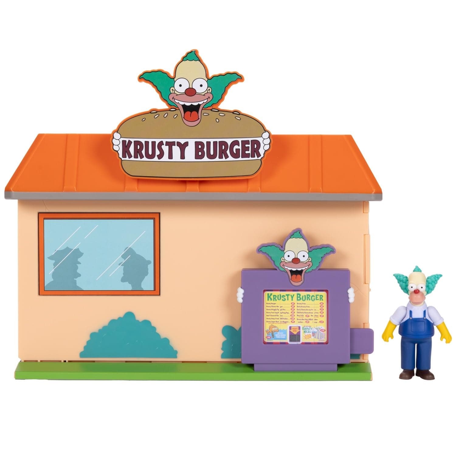 The Simpsons Krusty Burger Playset by Jakks Pacific, Includes 6.35 cm Krusty the Clown Articulated Mini Figurine and Detailed Accessories, Interactive Features