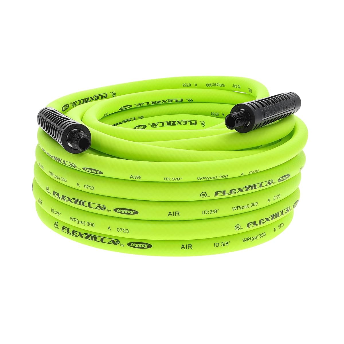 Air Hose, 3/8 in. x 50 ft., 1/4 in. MNPT Fittings, Heavy Duty, Lightweight, Hybrid, ZillaGreen - HFZ3850YW2