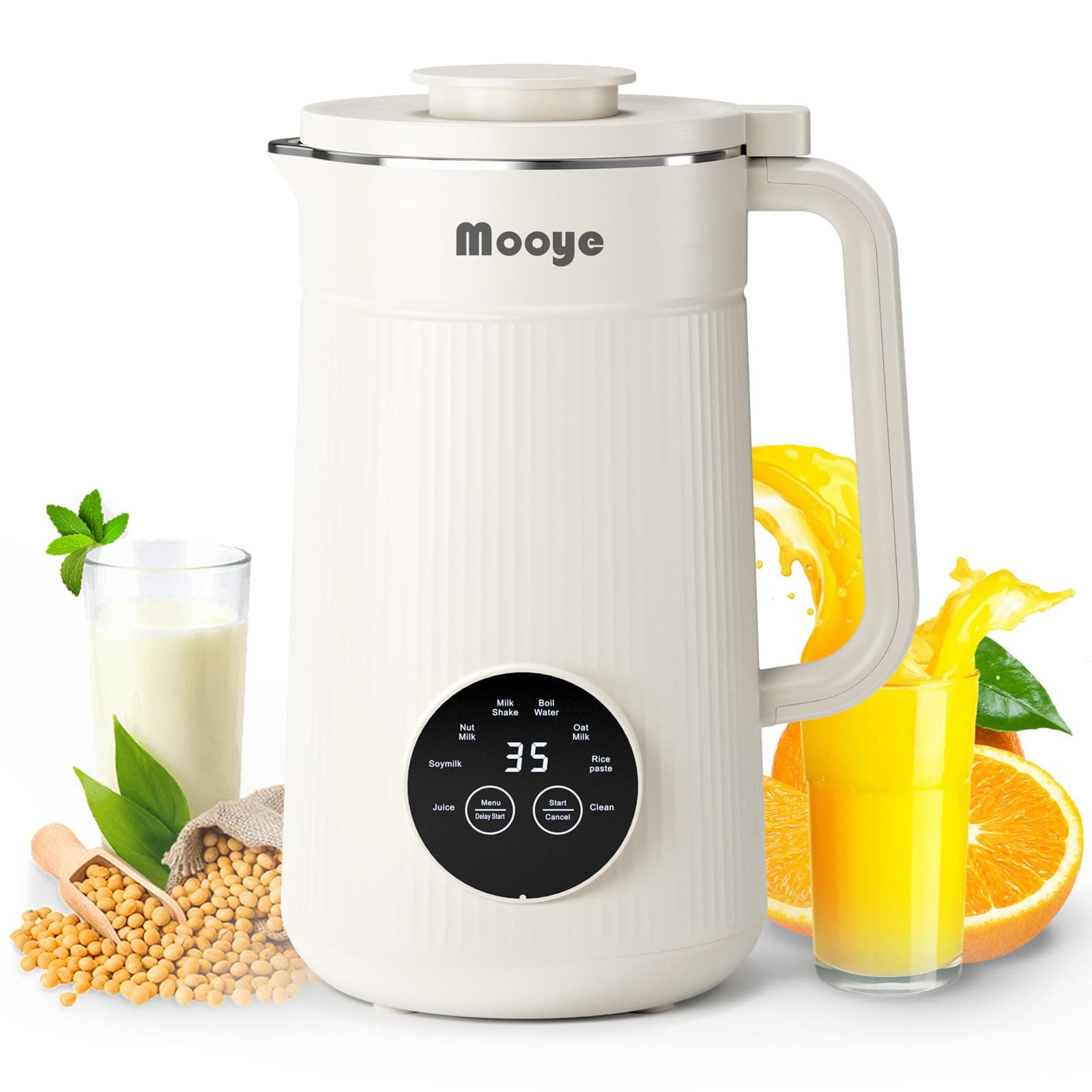 Automatic Nut Milk Maker Machine, 8 in 1 Soy Milk Maker, 35 oz Almond Machine Maker, 12-Hour Delay, Keep Warm, Non Dairy Beverages, Juice/Rice Paste/Clean/Milk Shake, 800W Heating, Self Cleaning