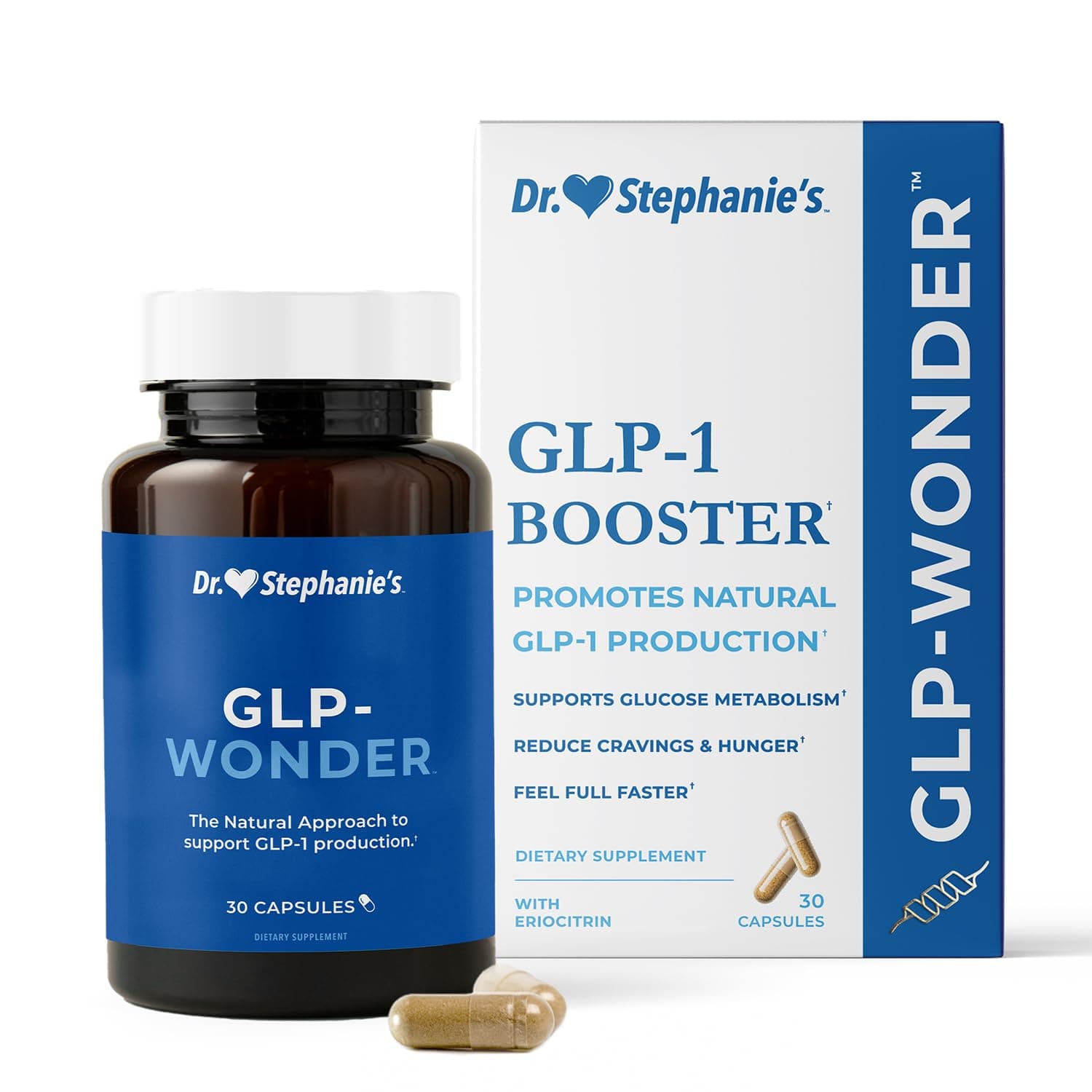 Dr. Stephanie's GLP-Wonder Natural GLP-1 Boosting Supplement - Control Hunger & Appetite, Fight Cravings - Side-Effect Free Support