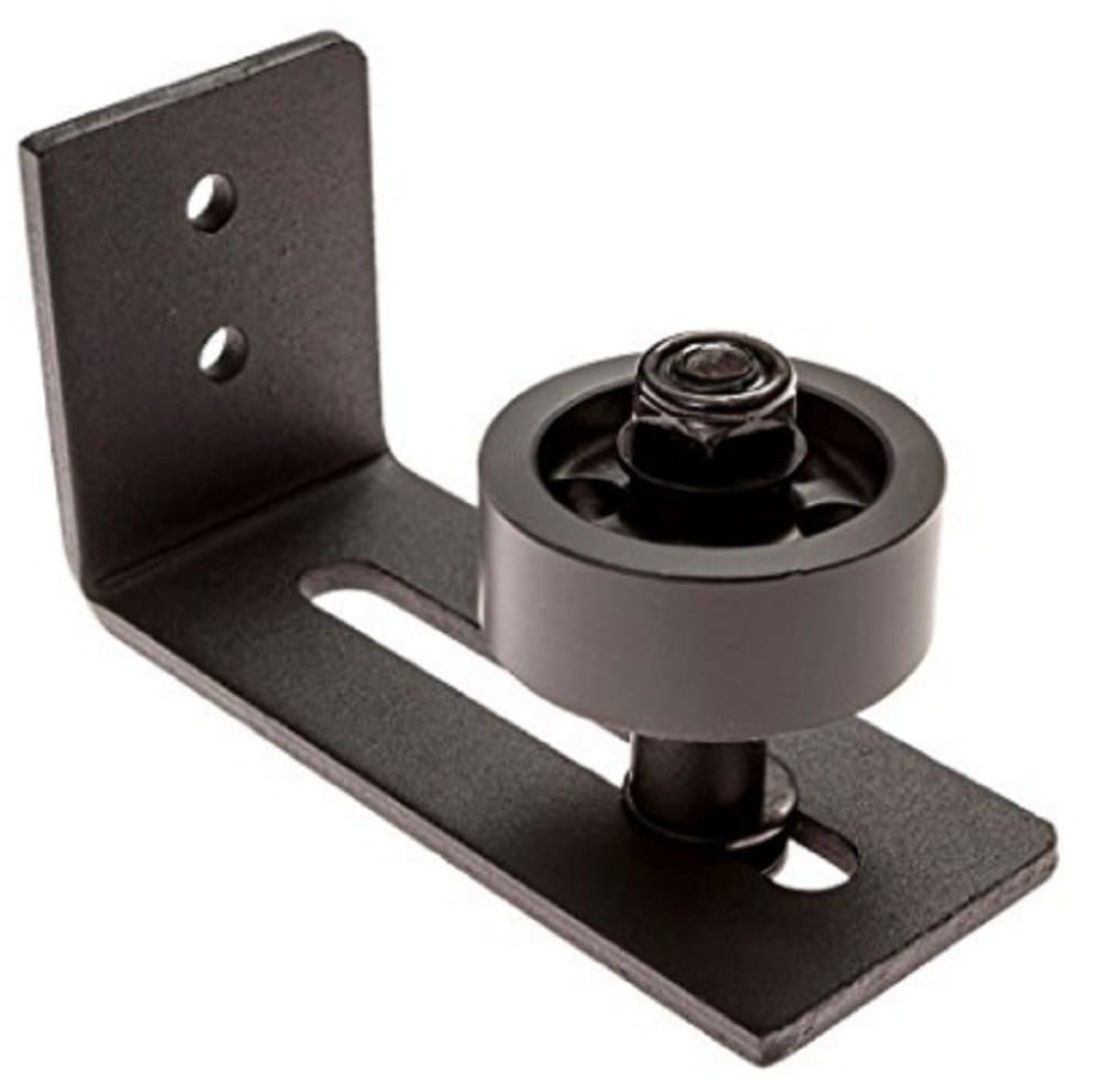 Barn Door Floor Guide - Adjustable Bottom Sliding Stay Roller Wheel with Track Hardware and Wall Mount - 100% Black Powder Coated Steel and Noise Free Smooth Bearing Feature