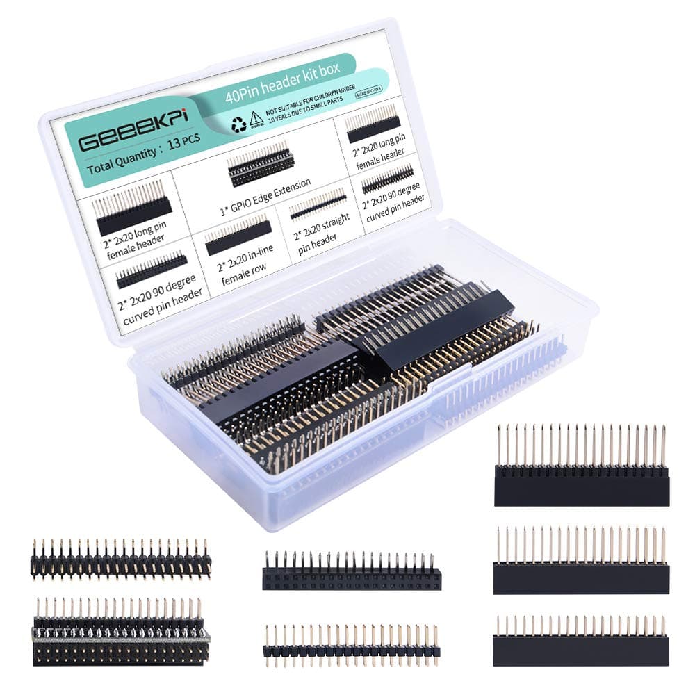 GeeekPi 2x20 40 Pin Stacking Female Header Kit for Raspberry Pi 4B/3B+/3B/2B/B+/A+/Zero(Zero W) 2/Jetson Nano/Tinker board(7 specifications)(13Pcs in Total)