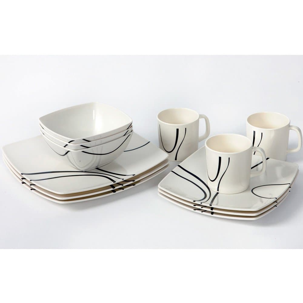 16-Piece Camping Tableware Set for 4 People Melamine Dishwasher Safe Picnic Dining Set Camping Tableware