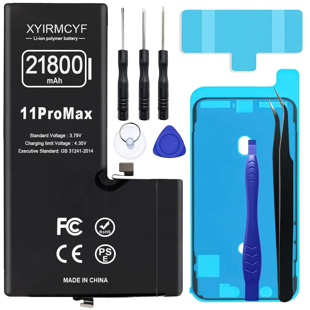 XYIRMCYF 21800mAh Super Capacity Battery Compatible with iPhone 11 Pro Max, 0 Cycle Li-Polymer Replacement Battery for iPhone 11 Pro Max, with Professional Repair Tool Kit