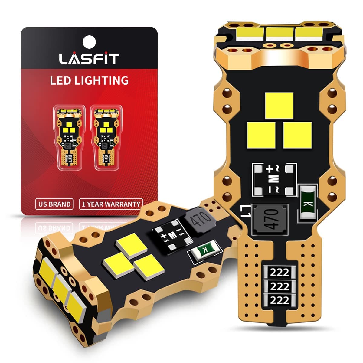 921 LED Bulb Reverse Light, 912 T15 6000K White Canbus Error Free W16W 906 904 Backup Light Replacement Cargo Lights for Car Trunk, Super Bright, Pack of 2