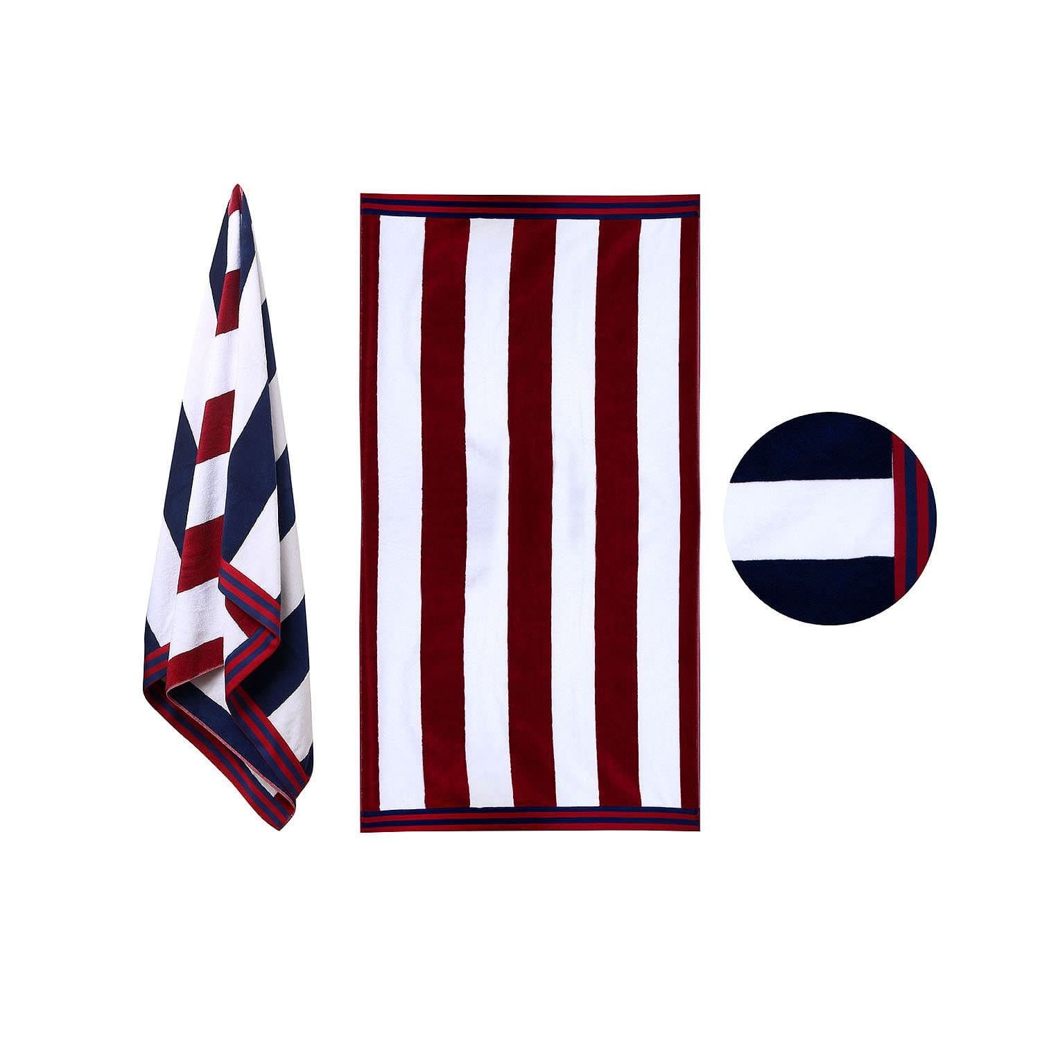 Members Mark Cabana Oversized Towel - RED Navy Stripe