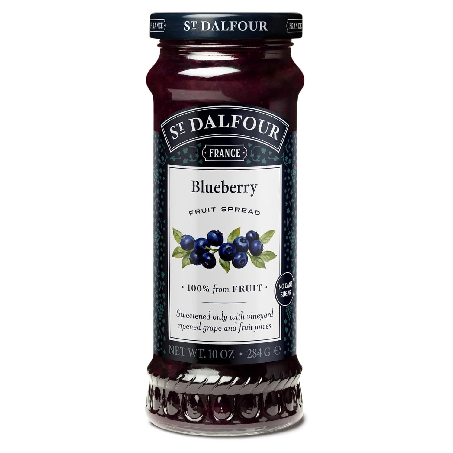St. Dalfour Blueberry Fruit Spread - 10oz - 100% from Fruit, No Artificial Ingredients, Non-GMO, No Cane Sugars, All Natural, Made in France
