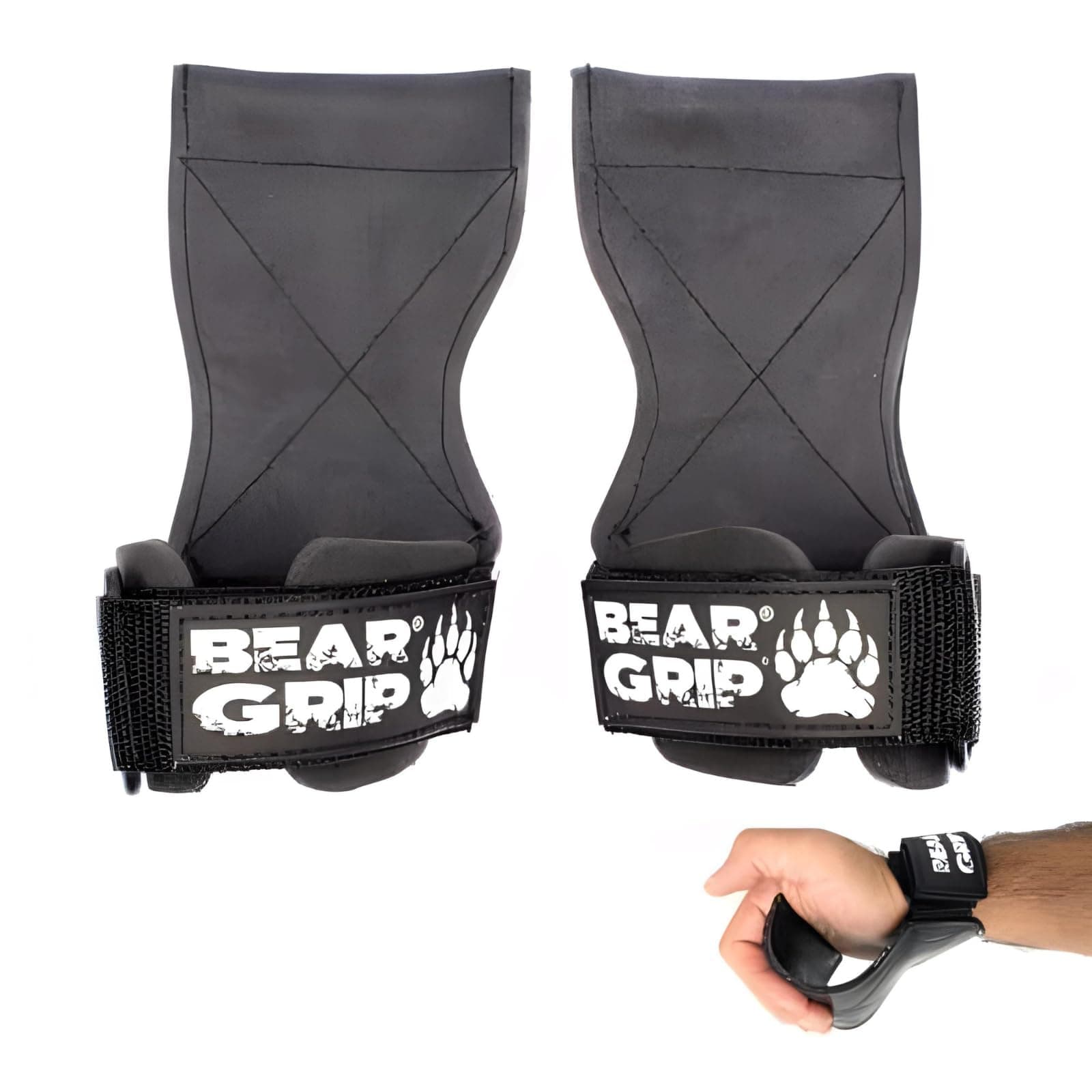 BEAR GRIP Multi Grip Straps/Hooks, Premium Heavy Duty Weight Lifting Straps/Gloves - Gym Strap for Deadlifts, Rows & Weight Training, Wrist Support for Men & Women