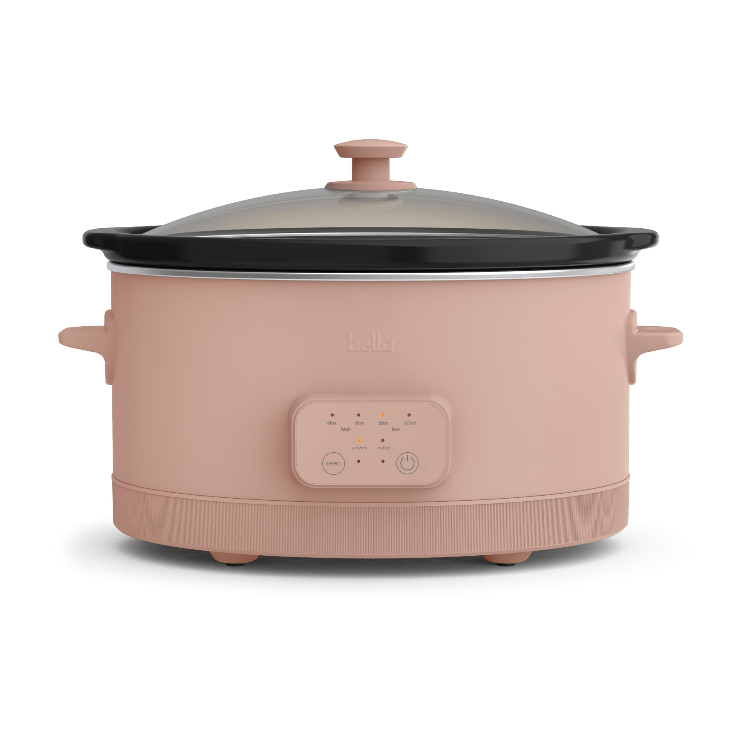 bella 6.0 Qt Programmable Slow Cooker, Ceramic Nonstick Coating, Adjustable Temperature & Cooking Times, Dishwasher Safe Stoneware Pot & Tempered Glass Lid, Tangle Free Cord Wrap, Blossom