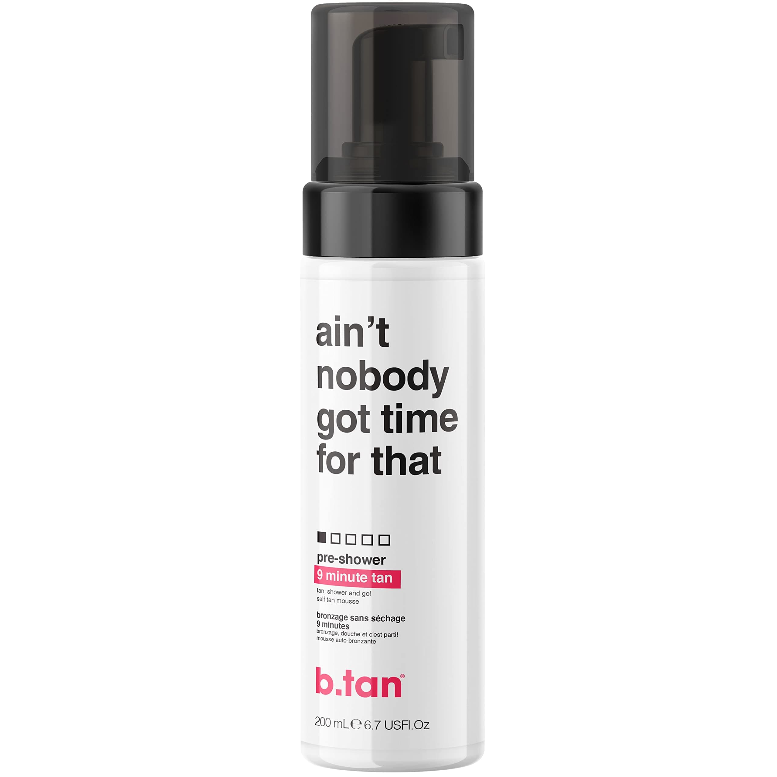 b.tan Pre-Shower Self Tan Mousse - Ain't Nobody Got Time For Dat - Get Golden In Just 9 Minutes, 6.7 fl oz
