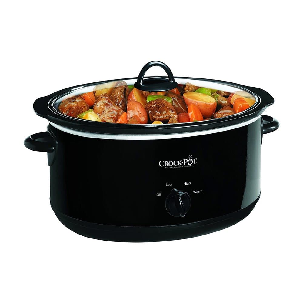 8-Quart Manual Slow Cooker, Family Size Serves 10+ People, Removable Stoneware with Warming Setting, Dishwasher Safe for Easy Cleanup, Black