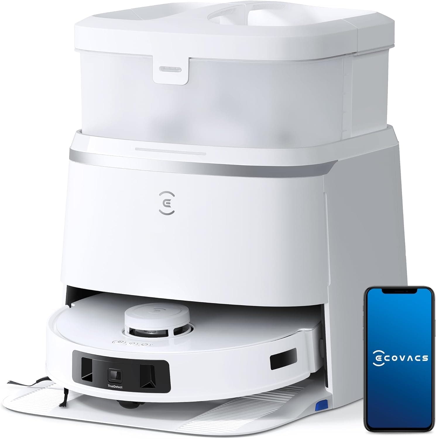 ECOVACS DEEBOT T30 PRO Omni Vacuum Robot with Mopping Function, with TrueEdge Moppin, Zero Tangle Brush, 11,000 PA Suction with Hot Water and Smart Rewash, Color Silver DDX14