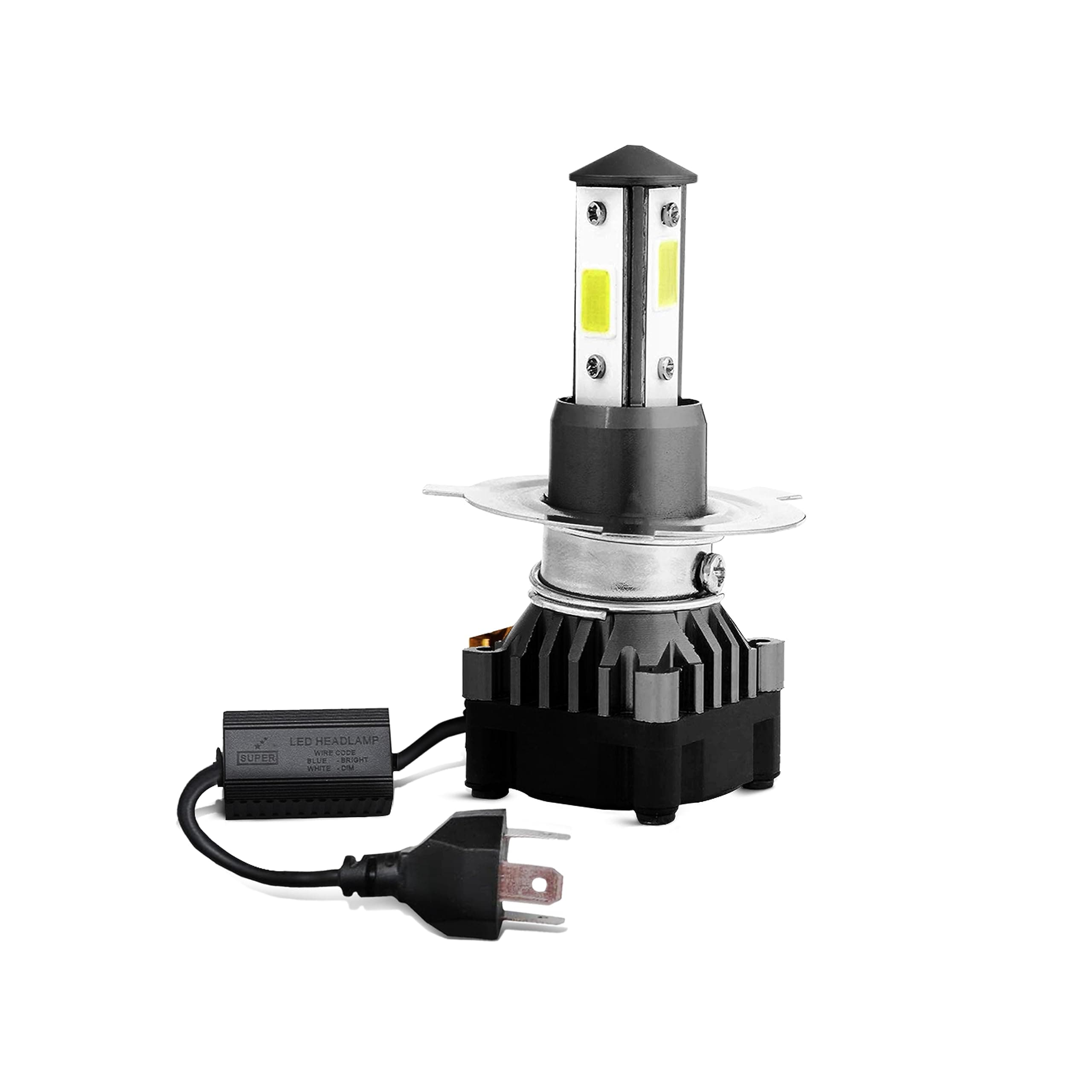 Super HS1 LED Headlight Bulb for Bikes & Scooters - High Speed Cooling Fan, 3000 Lumens, 6000K Pure White - Pack of 1