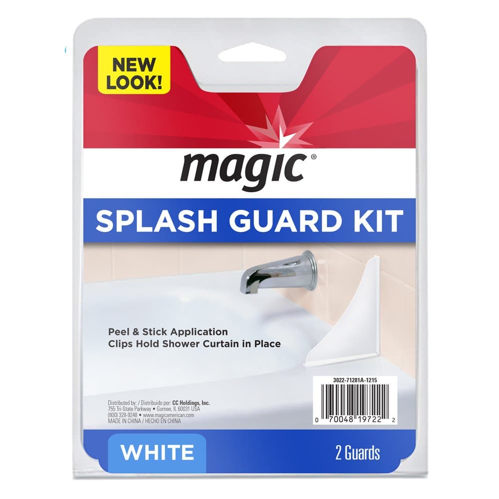 Splash Guard Kit - Prevent Water from Splashing out of the Bath or Shower- White