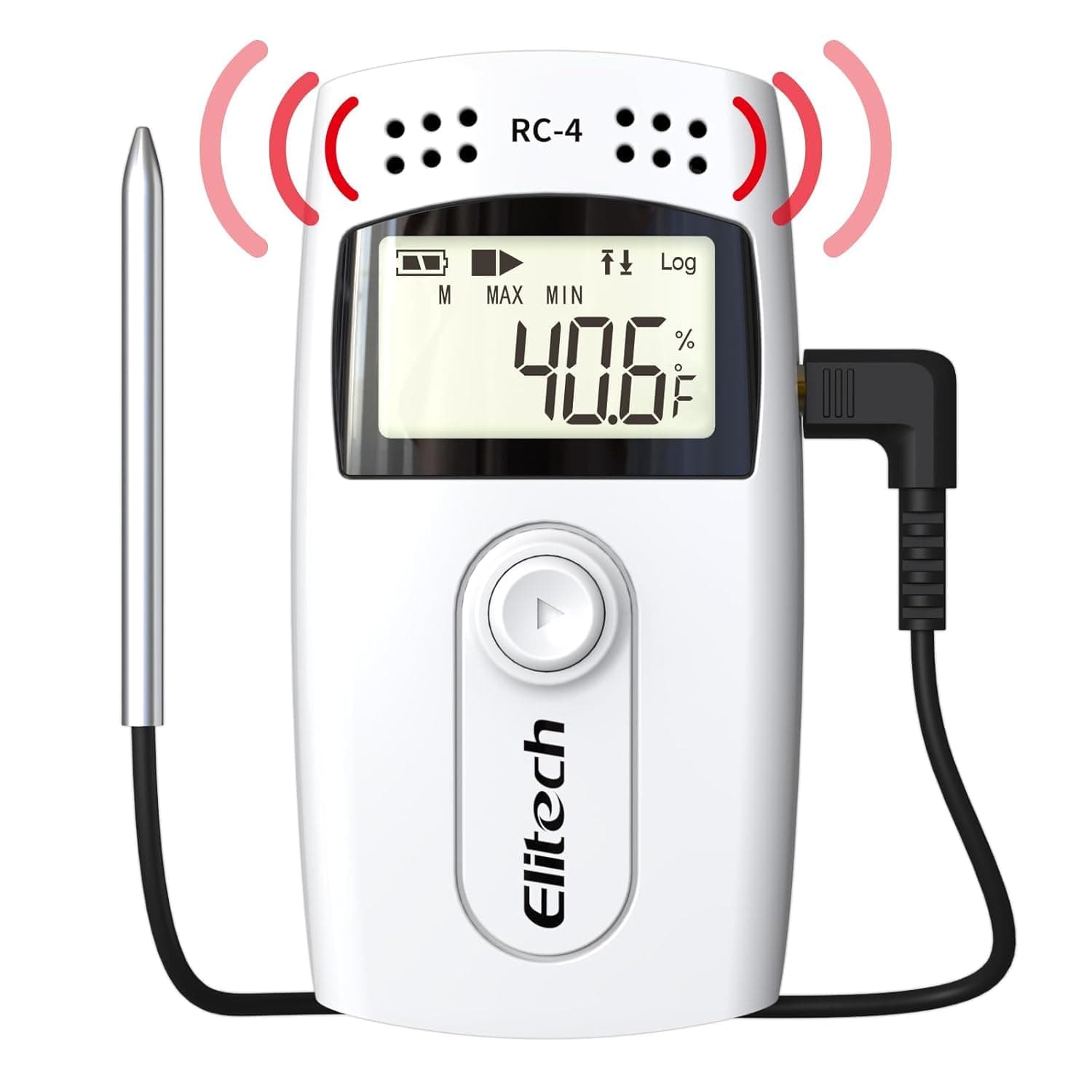 Elitech Temperature Data Logger, RC-4 16000 Readings USB Recorder with Double Sensors LCD Display Buzzer Alarm