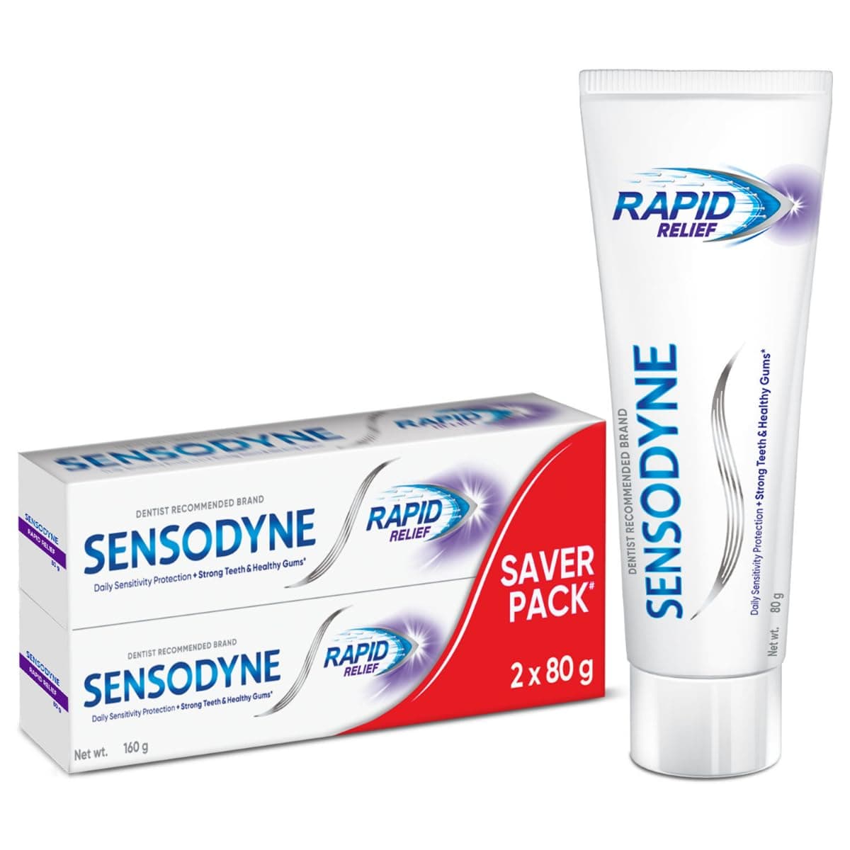 Toothpaste Rapid Relief | Fast Sensitivity Relief Tooth Paste Combo Pack - 160gm (80gm x 2) | Fresh Taste | Dentist Recommended