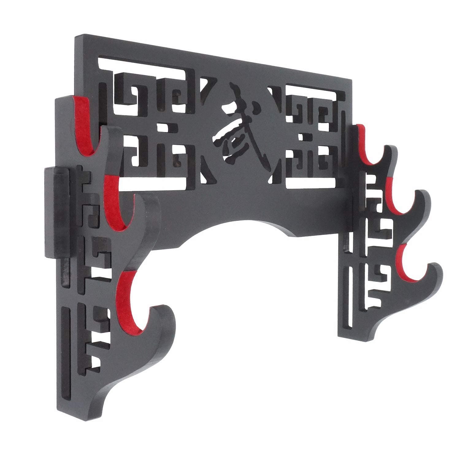 Eforlife 3-Tier Sword Holder Wall Mount Samurai Sword Display Stand Hollow Out Pattern for Katana Wakizashi and Standard Swords 武-Bushido