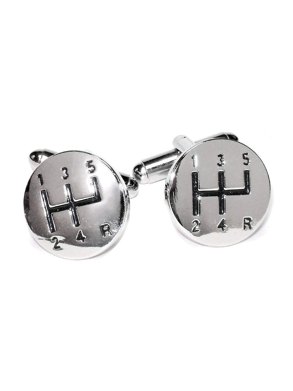 Krisar Silver-Tone Men's Cuff Links Stick Shift 5 Speed Shaped Cufflinks