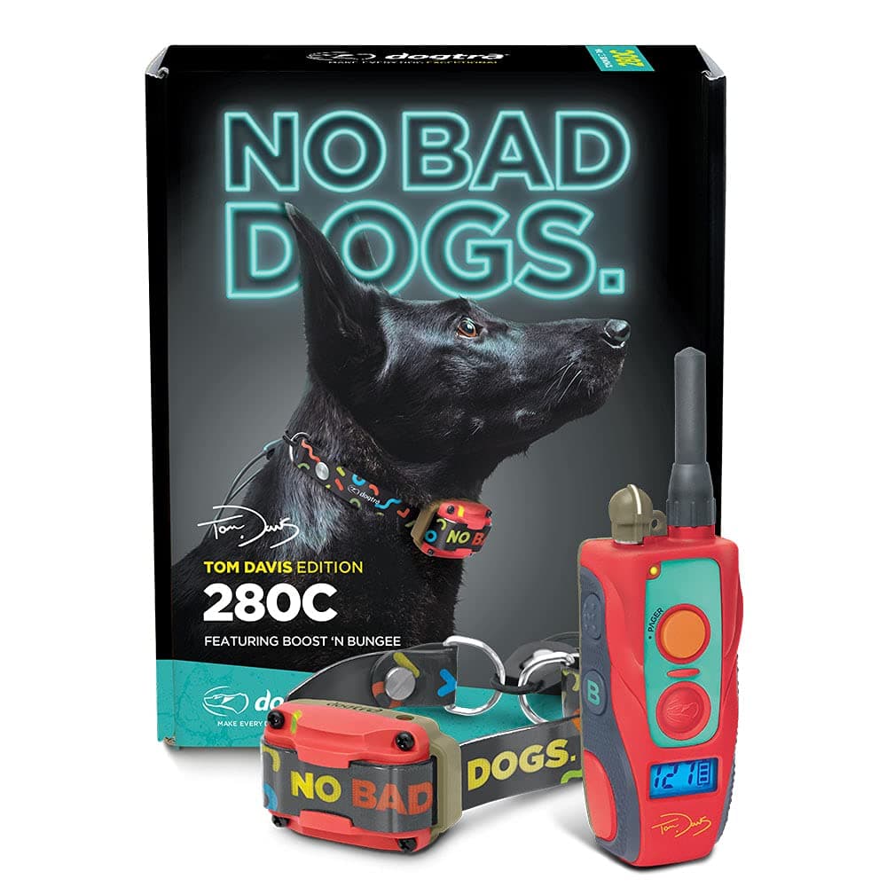 - E-Collar Tom Davis 280C Boost & Lock, Waterproof, 1/2-Mile Range Dog Training Collar with Remote, Rechargeable, 127 Levels, Vibration, Bungee, No Bad Dogs Trainer for Small, Medium, Large Dogs