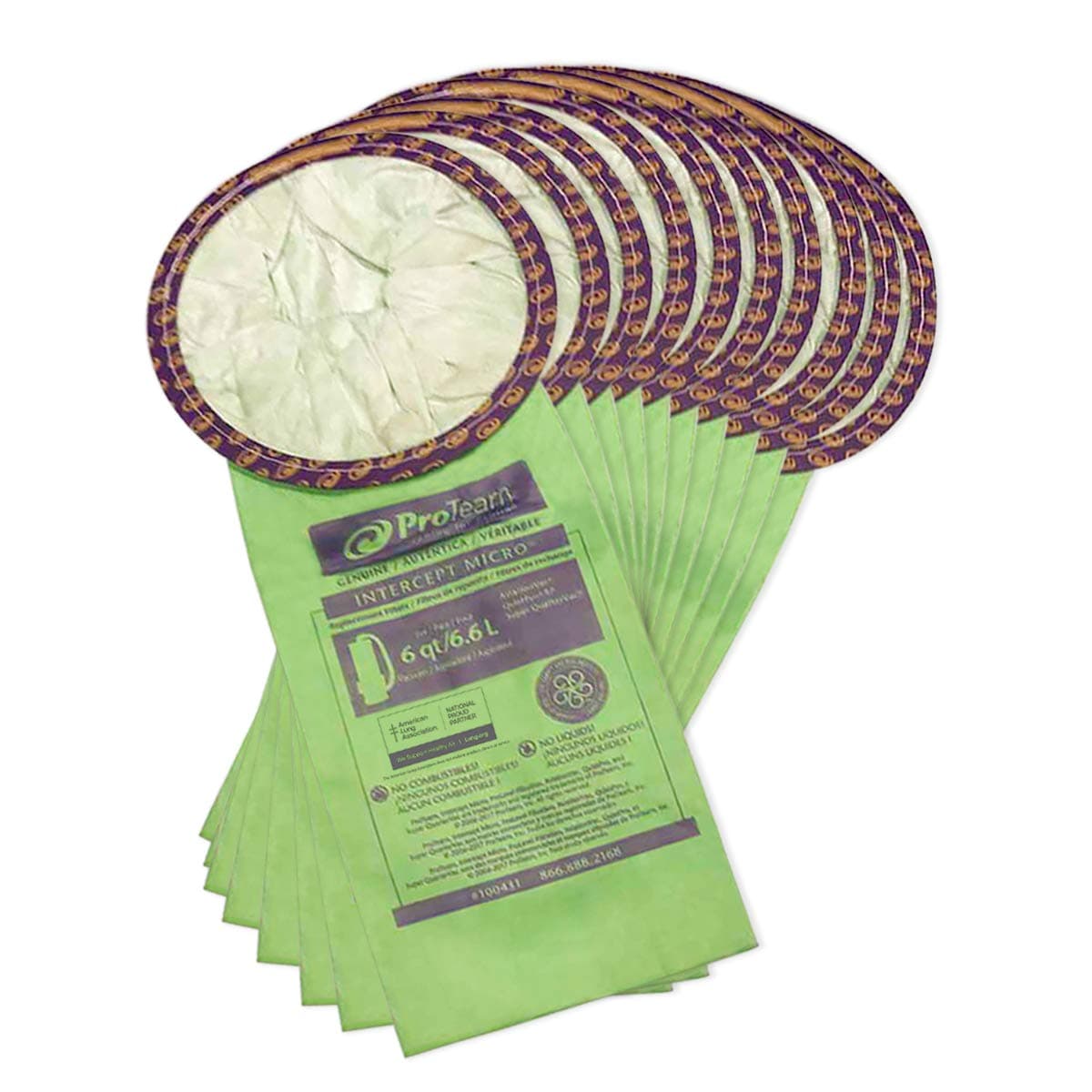 100431 Intercept Micro Filter Bag, Open Collar - Fits 6 Quart Round ProTeam Backpack Vacuums Only - Super QuarterVac, QuietPro BP, AviationVac