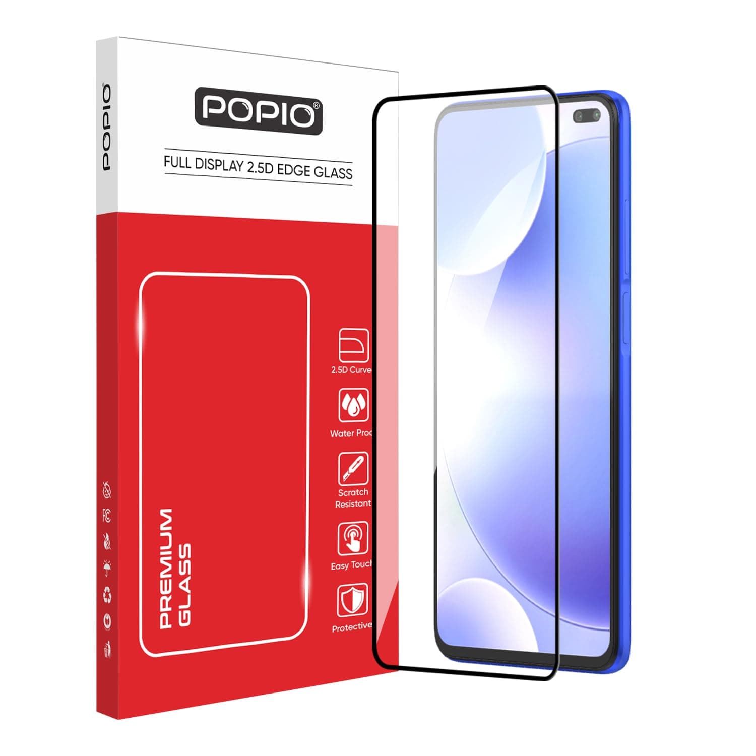 POPIO Tempered Glass For Poco X2 / Poco M2 Pro/Redmi K30 / Redmi Note 9 Pro/Redmi Note 9 Pro Max (Black) Edge-To-Edge Protector Full Screen Coverage For Cellphone