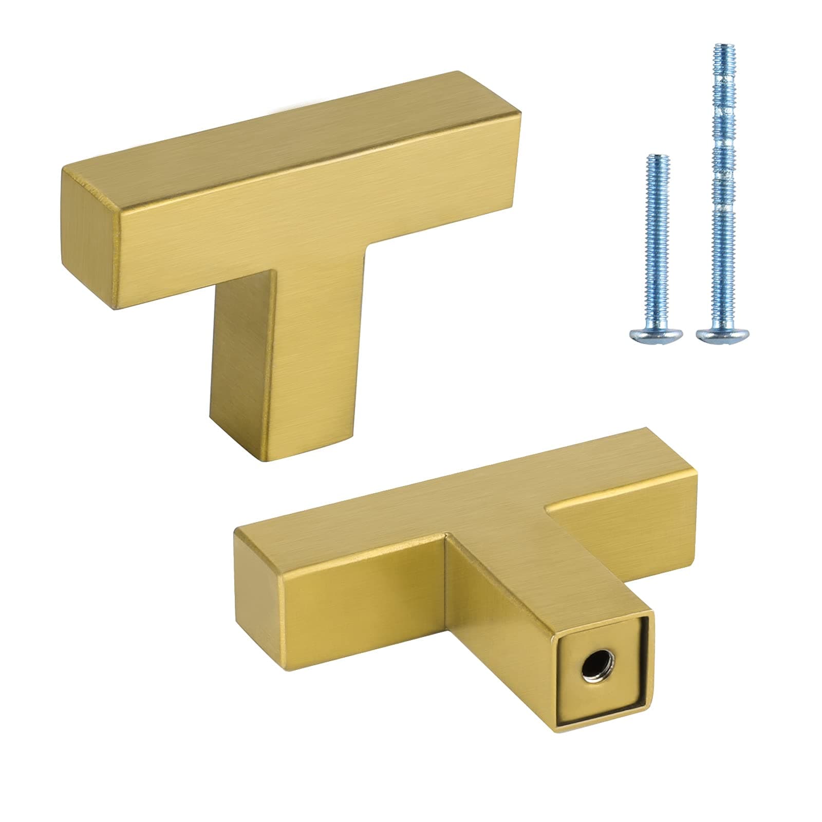 12 Pack Dresser Knobs Brushed Brass Kitchen Cabinet knobs Square Gold Cabinet Door Hardware for Bathroom Closet Cupboard