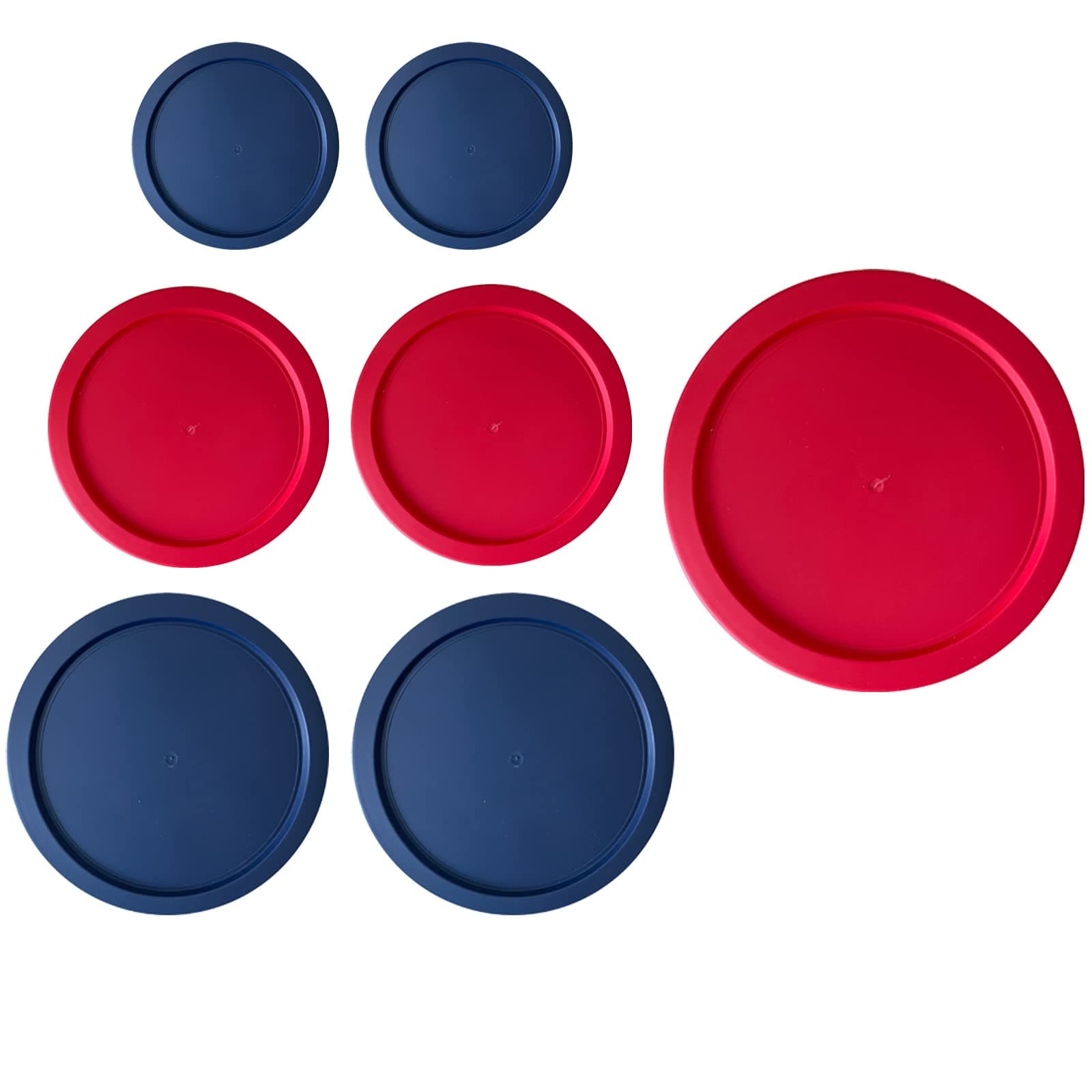 Replacement Lids for Pyrex Round (2) 7202-PC 1 Cup Blue (2) 7200-PC 2 Cup Red (2) 7201-PC 4 Cup Blue (1) 7402-PC 6/7 Cup Red