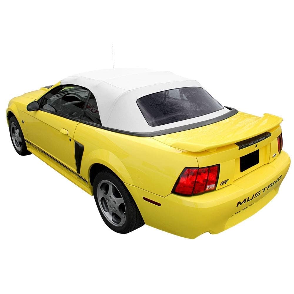Compatible with Ford Mustang 1994-2004 Convertible Soft Top & Plastic Window White Sailcloth (1 Piece Easy Install)