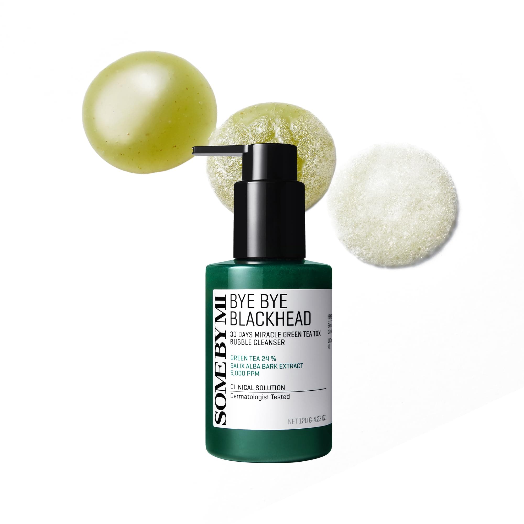 Bye Bye Blackhead 30 Days Miracle Green Tea Tox Bubble Cleanser - 4.23 Oz, 120g - Made from Green Tea Extract - Mild Daily Face Wash for Removing Sebum and Blackheads - Korean SkinCare