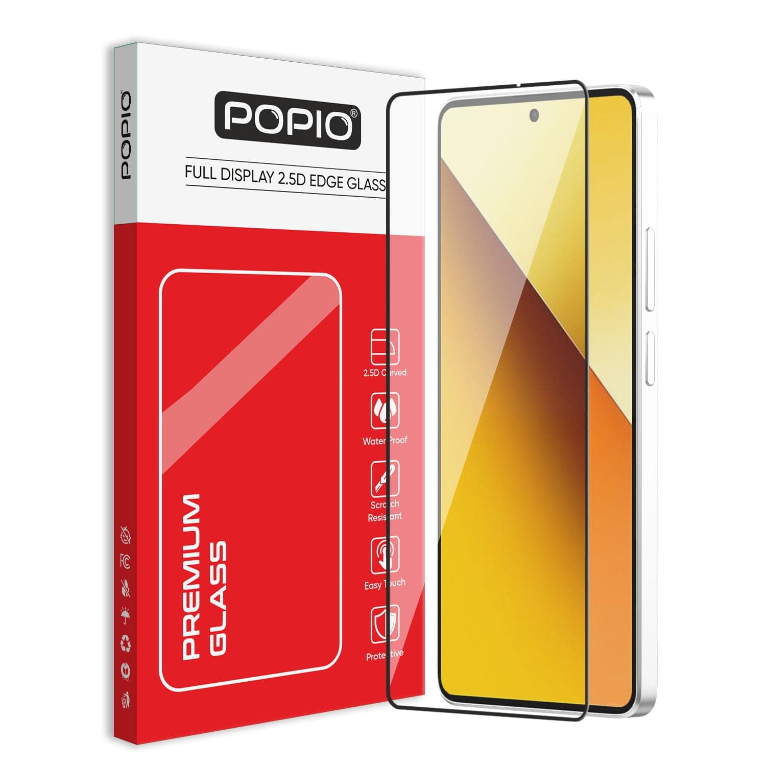 POPIO Tempered Glass Screen Protector Compatible for Redmi Note 13 / Redmi Note 13 Pro (Black) Edge-To-Edge Protector Coverage, Pack Of 1 Compatible with Cellphone