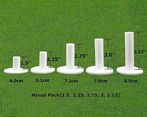 FINGER TEN Golf Rubber Tees Driving Range Value 5 Pack, Mixed Size or 5 Same Size for Practice Mat