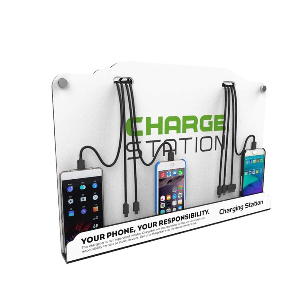 Wall Mounted Cell Phone Charging Station High Speed Cables with 8 Ports Applicable Airport Hospitals Banks Hotel Shopping Malls and Public Places
