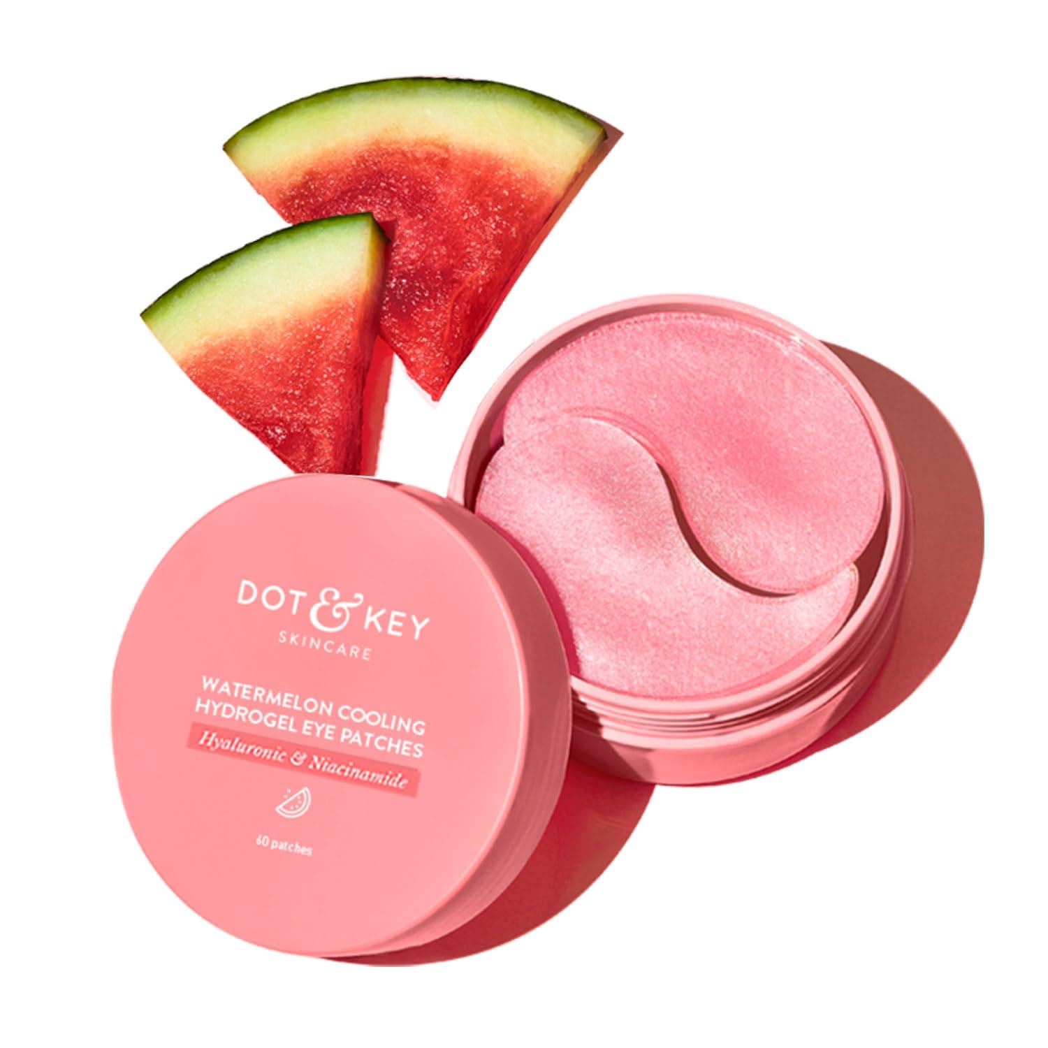 Dot & Key Watermelon Cooling Hydrogel Under Eye Patches for Dark Circles & Puffiness Reduction | With Hyaluronic & Niacinamide | Eye Patches | Instantly Hydrates, & De-Puffs | 60 Patches