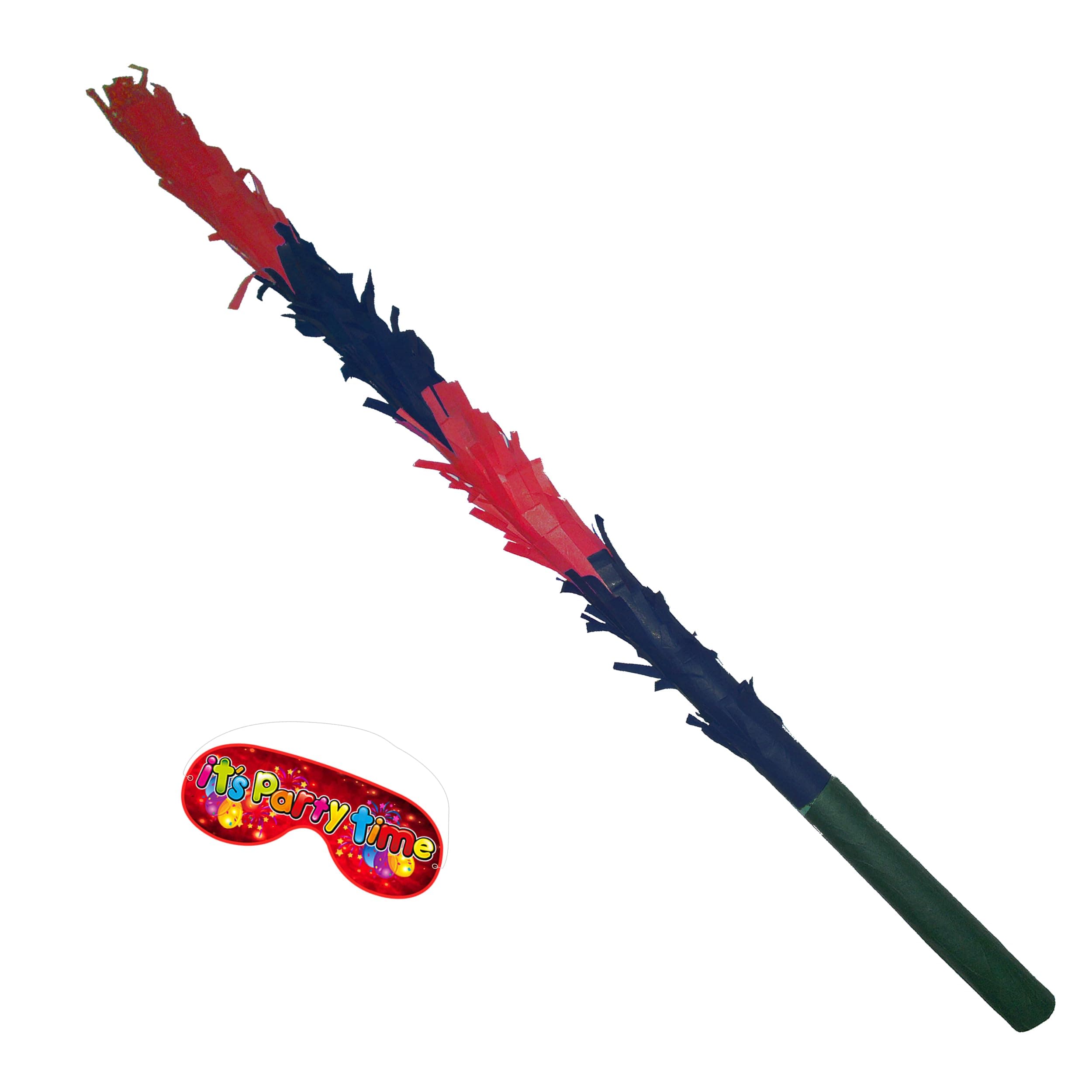Red Black pinata Stick and paper blindfold