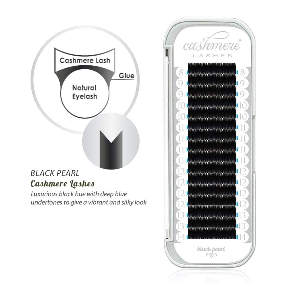Cashmere Lashes® | Classic Ellipse Flat Split Tips Lashes | Black Pearl Finish 0.15 0.20 C D Curl Single & Mixed Tray | Individual Eyelash Extensions (0.20 D MIX)