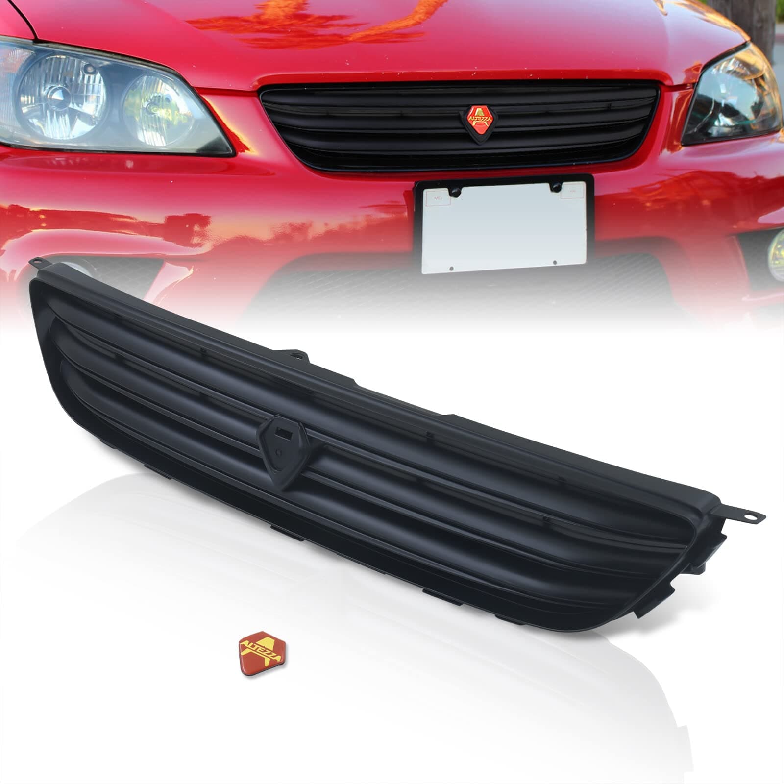 AJP Distributors Front Upper Bumper Hood Altezza Grill Mesh Grille ABS Cover Black JDM VIP Emblem Compatible/Replacement For IS300 IS200 XE10 GXE10 JCE10 SXE10 2001 2002 2003 2004 2005 01 02 03 04 05