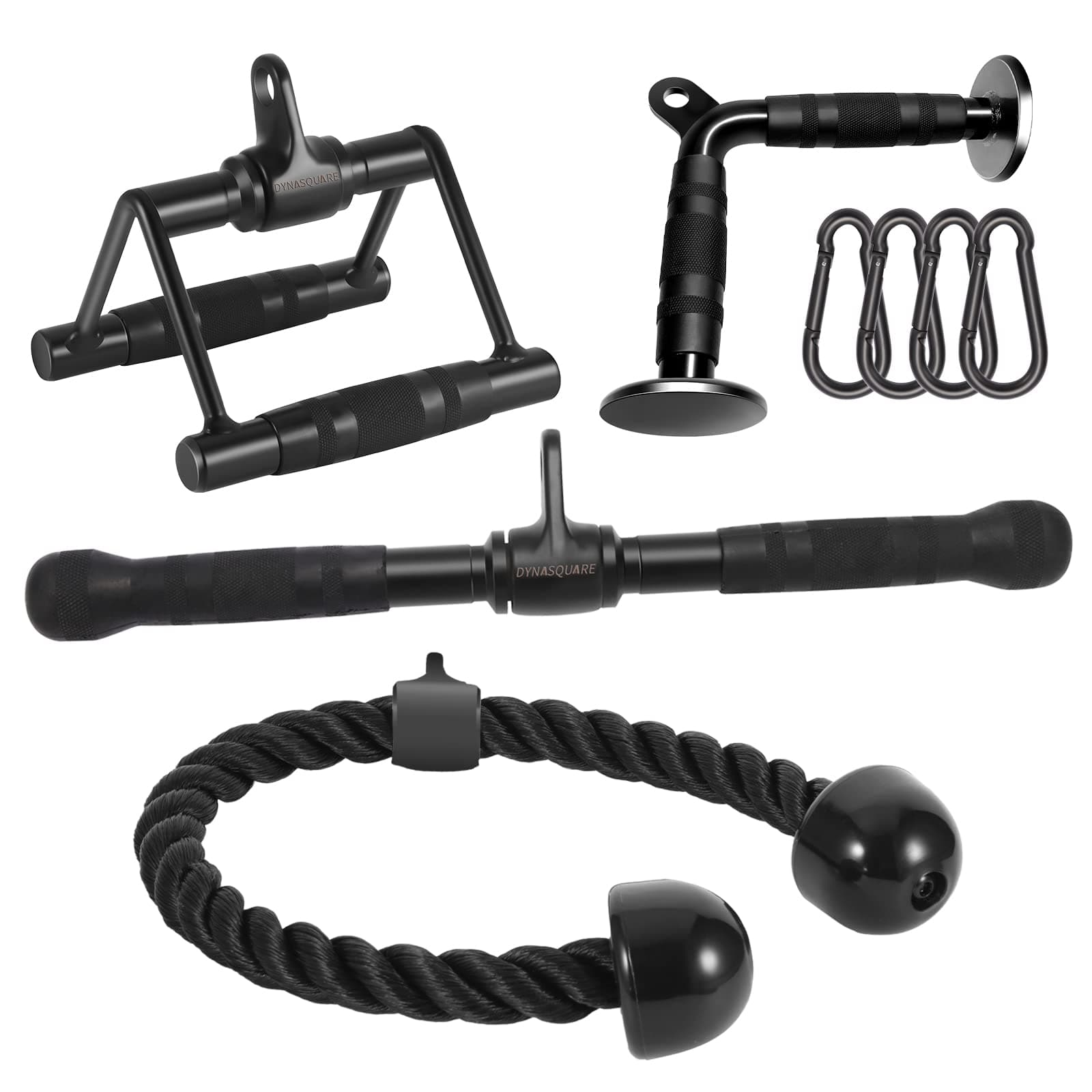 – Cable Attachments for Home Gym, LAT Pulldown Equipment, Weight Machine Accessories, Straight Pull Down Bar, V Bar, Tricep Rope, Revolving Row Handle, Stirrup Handle