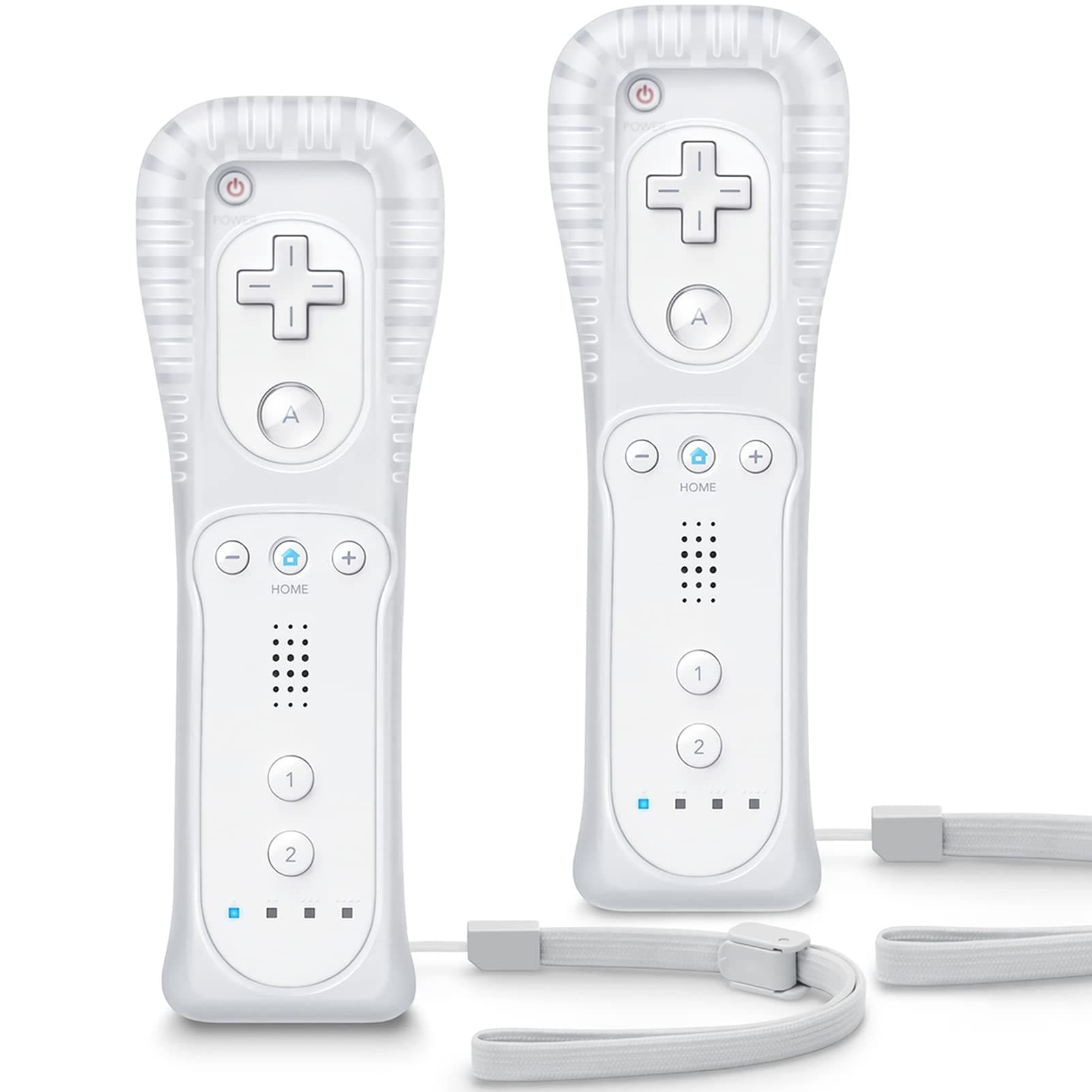 Remote Controller for Wii & Wii U, with Silicone Case and Wrist Strap, 2 pack (White)
