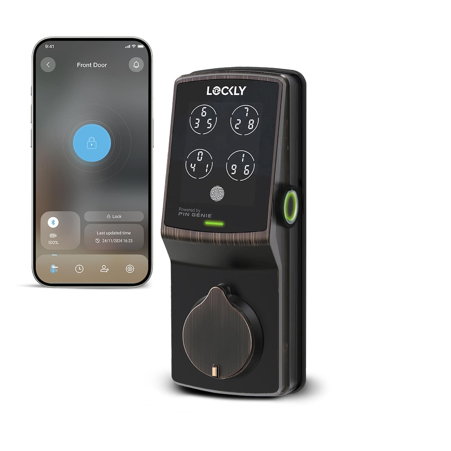 Secure Plus, Keyless Entry Door Lock, Smart Locks for Front Door, Smart Deadbolt Lock, PIN Genie® Keypad, 3D Biometric Fingerprint Sensor, Auto Lock Smart Door Lock