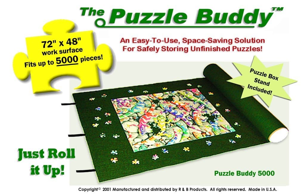 Jigsaw Puzzle Roll Up Puzzle Mat - Felt Puzzle Storage Mat Comes with a Puzzle Box Stand - 100% Made in the USA (72" x 48") - Fits up to 5000 pieces