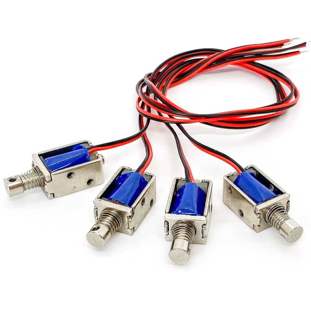 4Pcs DC 12V Micro Push Pull Solenoid Electromagnet - Mini Linear Actuator Magnet Valve 4mm Stroke Open Frame - Linear Motion 5.5W 0.15N
