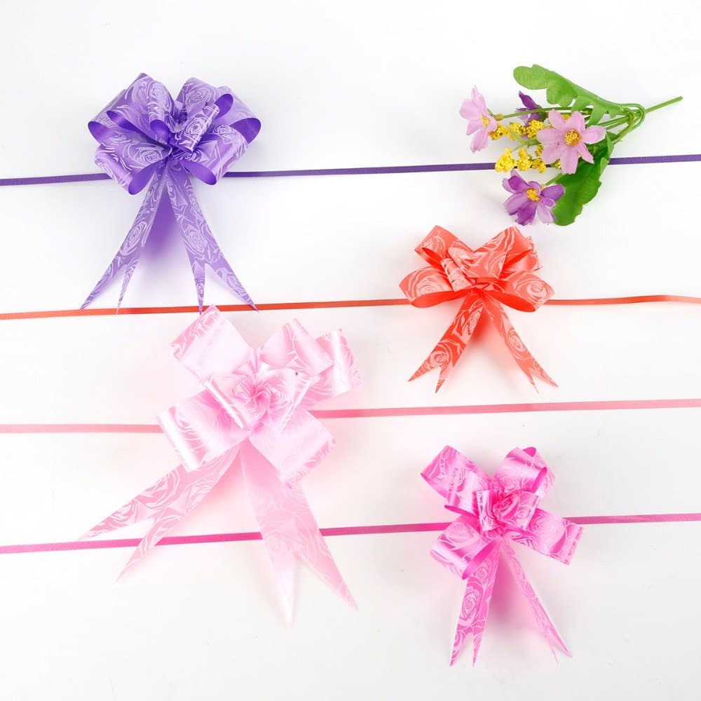 Goyal 50 Pieces Pull Flower Bow Ribbon for Wrap and Decoration -Assorted Colours -15 cm